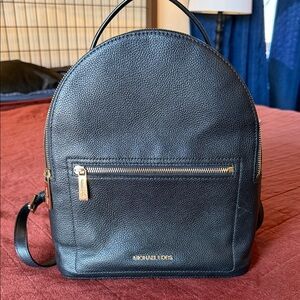 Michael Kors Black Pebbled Leather Backpack